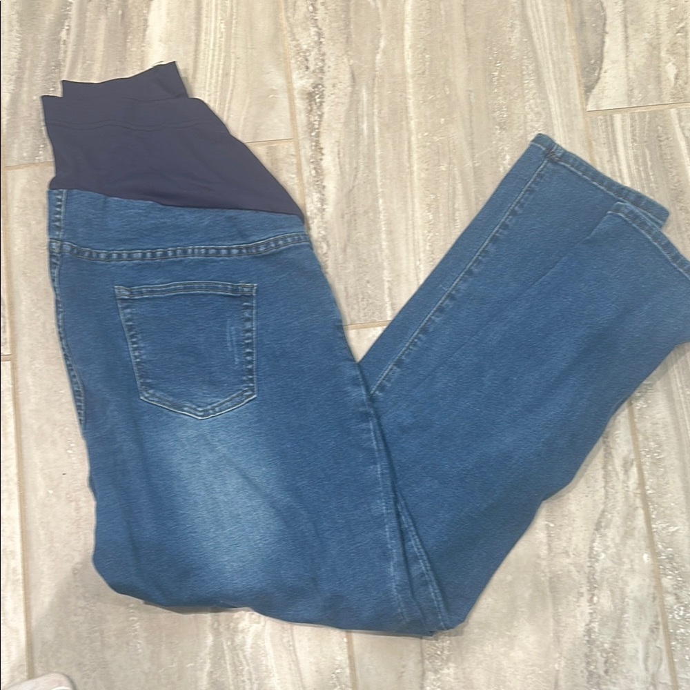 Blue Maternity Jeans with Stretch Waistband